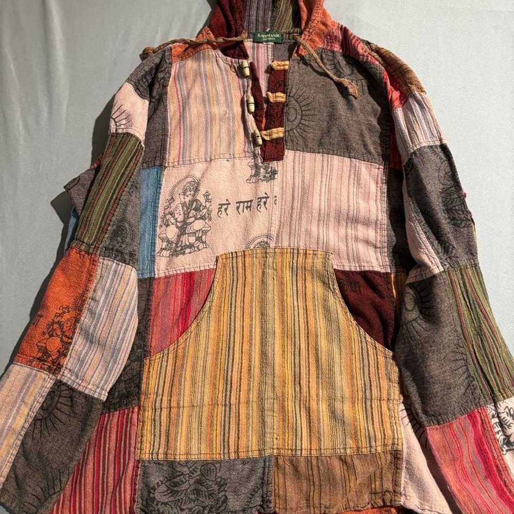 Kathmandu Imports Patchwork Hoodie Multicolor Boho Hippie Festival Jacket